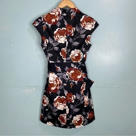 Theory Mod Dress Floral Victoria Belted Shift Mini Work Office Sz 2 - Picture 8 of 12